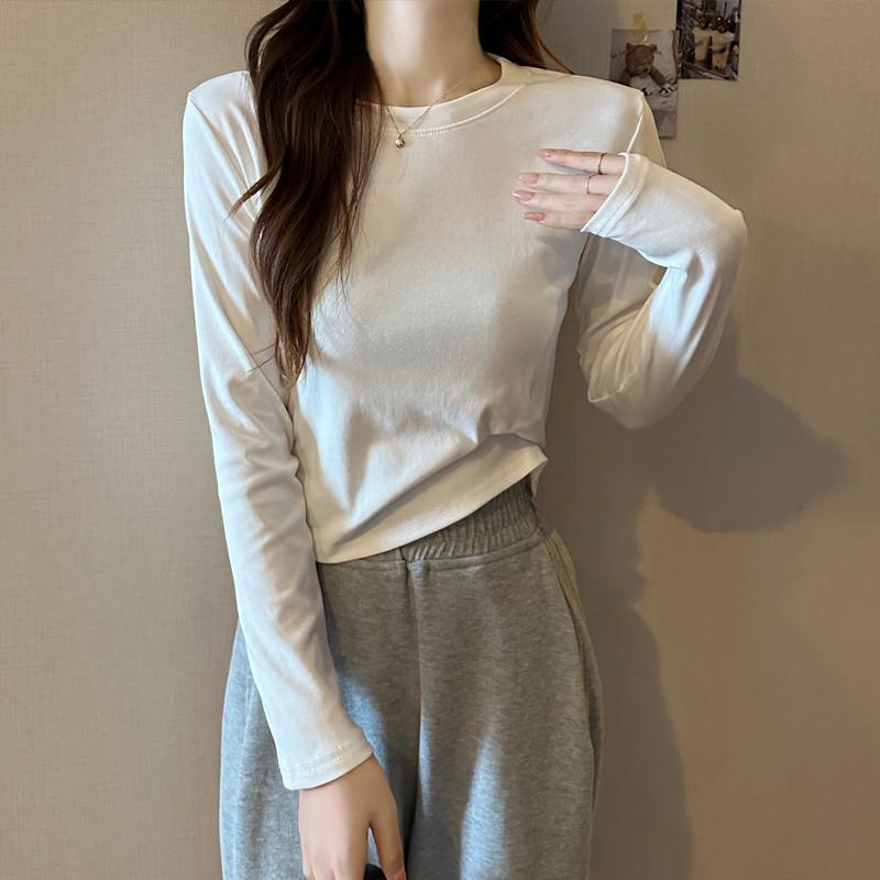 

Женская хлопковая футболка с длинным рукавом: Похудение, универсальность, идеальный вариант для весны и осени. Small