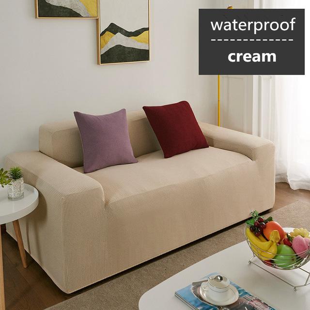 Polar Fleece Living Sofa Cover Universal Waterproof Couch Covers Solid Color Flexible Slipcover Non -Slip Full Wrap Sofa Seat Cushion Covering