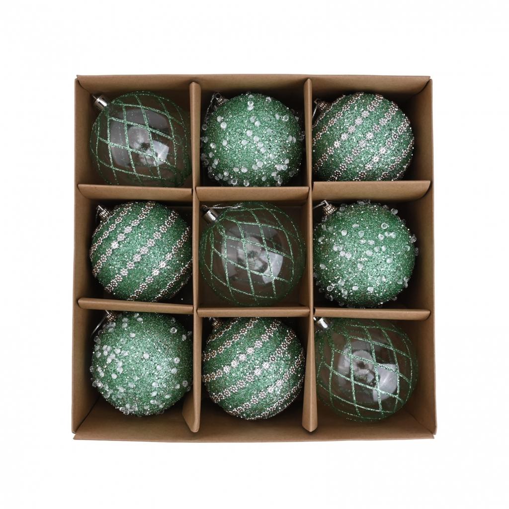 Shimmering 8CM Christmas Ball Ornaments Set of 9 for Festive Tree Decor