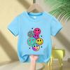 Kids Cartoon Smiley Face Print Short-sleeved T-shirt Casual and Versatile Style Suitable for Children's Outings and Daily Wear