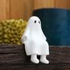 Sitting Ghost Figurine Halloween Ghost Statue Resin Desk Ghost Ornament for Indoor Planter Bookshelf Cabinet Decoration