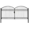 VidaXL Double Gate with Arched Top Steel 300x125 Cm Black