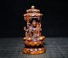 Small Antique Wood Carving Boxwood Wooden Sculpture Buddha Three Dharma Statue