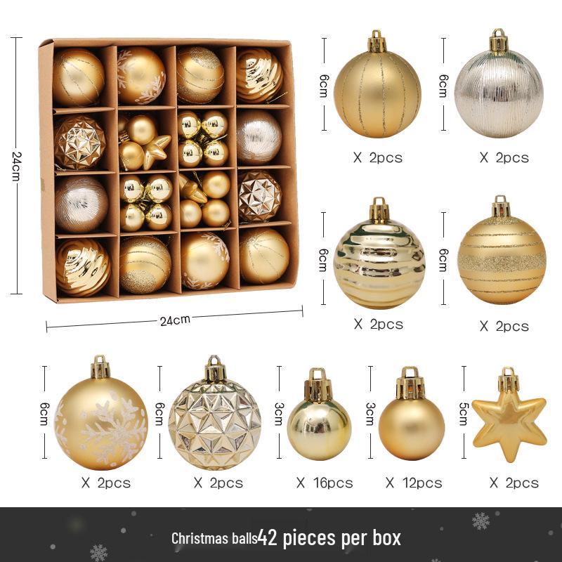 16-Piece Champagne Gold & White Christmas Tree Hanging Ornaments Set