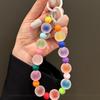 Fashionable Dopamine Beaded Mobile Phone Lanyard Skin-Textured Matte All-Match Short Wrist Portable Hand Chain Accessory
