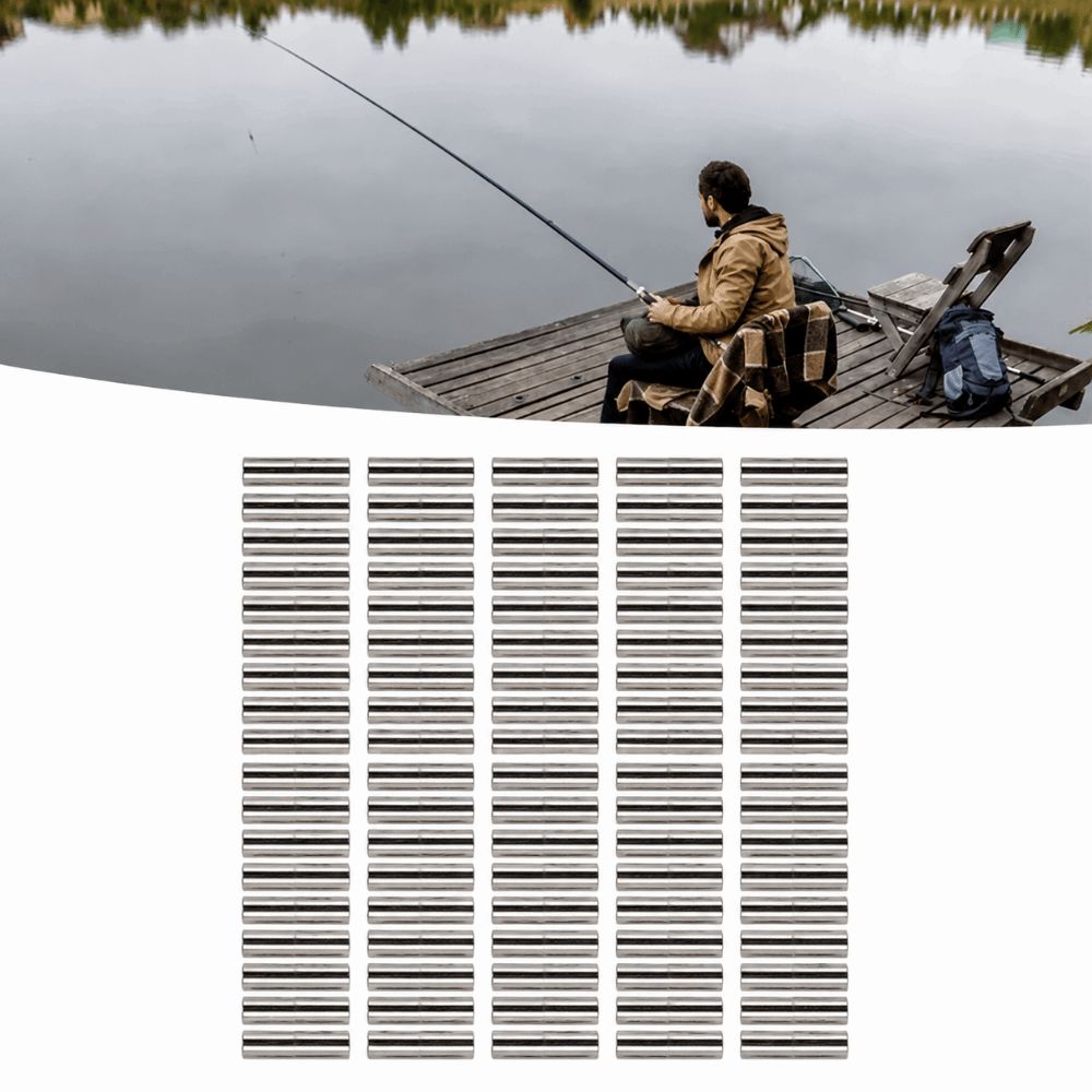 100PCS Copper Fishing Line Crimps Single Barrel Wire Connector Kits  For Fishing Leaders