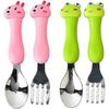 Cutlery Set. Kids Stainless Steel Fork And Spoon 2 Sets. With Cartoon Animals