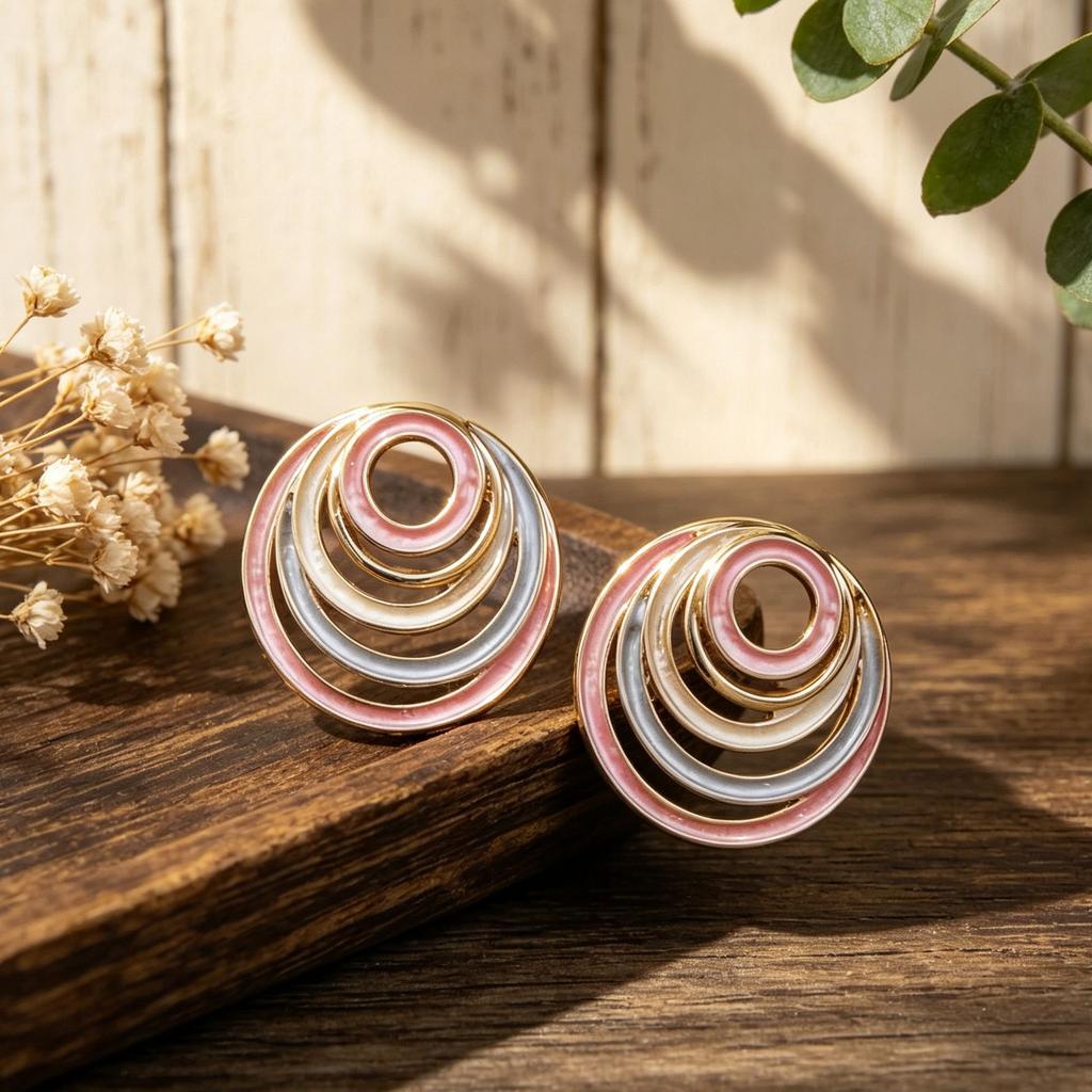 Hollow ring hand-painted enamel colored stud earrings European and American style commuting versatile light luxury explosive women's earrings