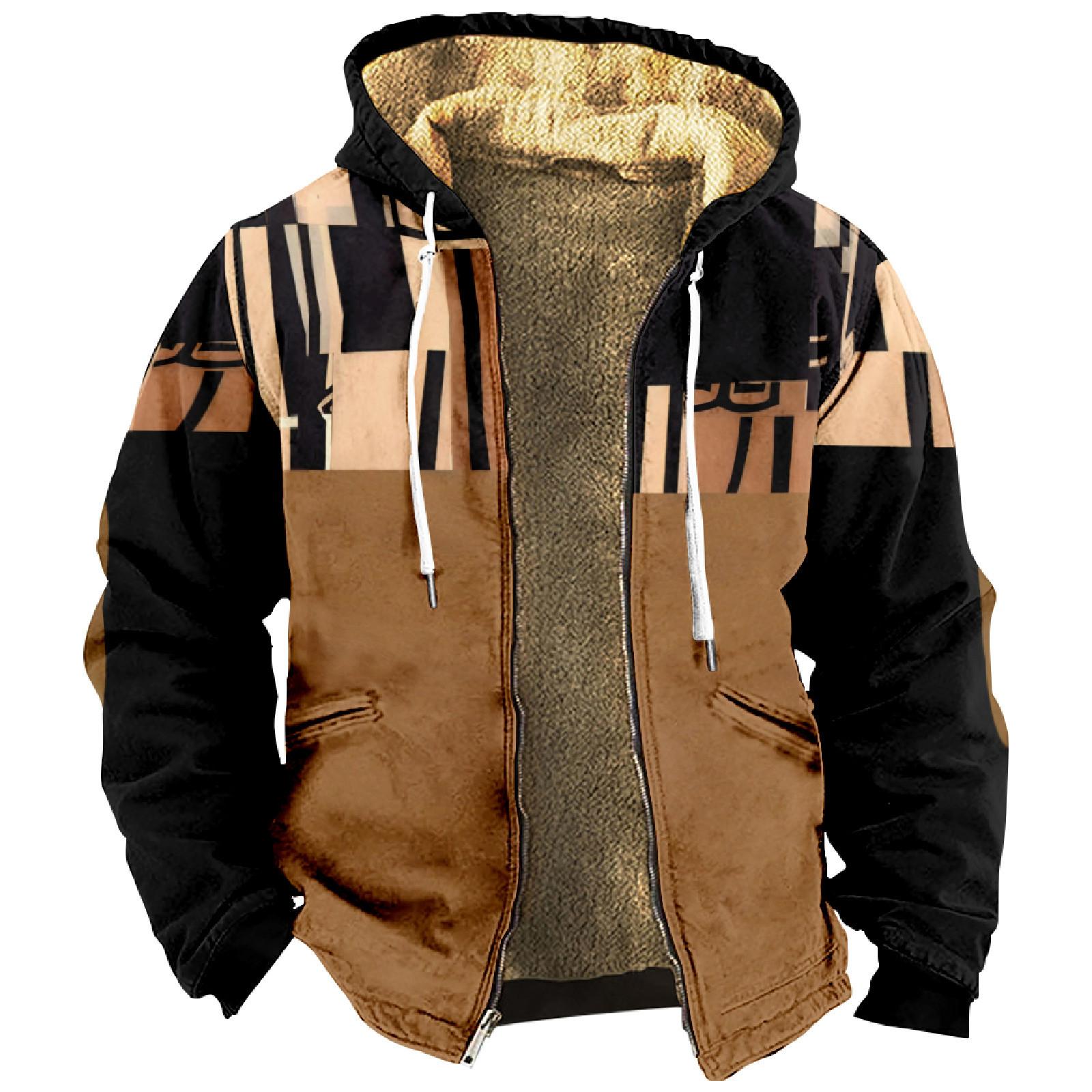 

Мужской индивидуальный повседневный свитер на молнии с длинным рукавом и принтом, толстый хлопковый костюм, зимний костюм XXL чёрный