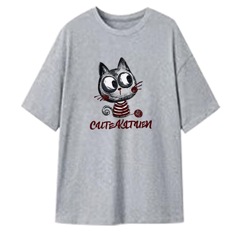 

Korean Style Plus Size Maternity Summer Outfit: Gray Cotton T-Shirt & Skirt Set M [90-115 lbs]