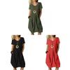 Abito in Cotone e Lino con Maniche a Palloncino e Colore Unito per Abbigliamento Casual Primaverile