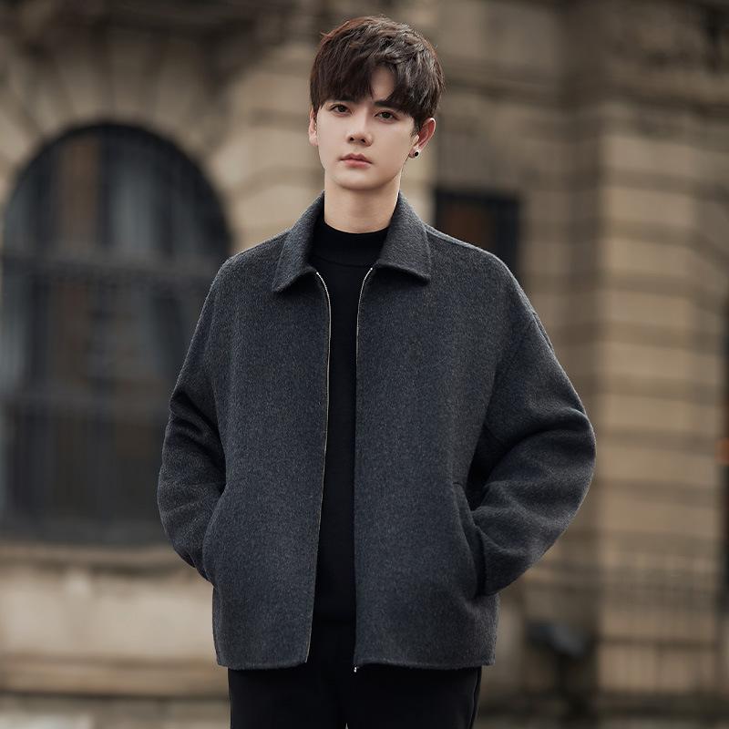 Wool coat men's autumn and winter new trendy short wool coat men's jacket top coat