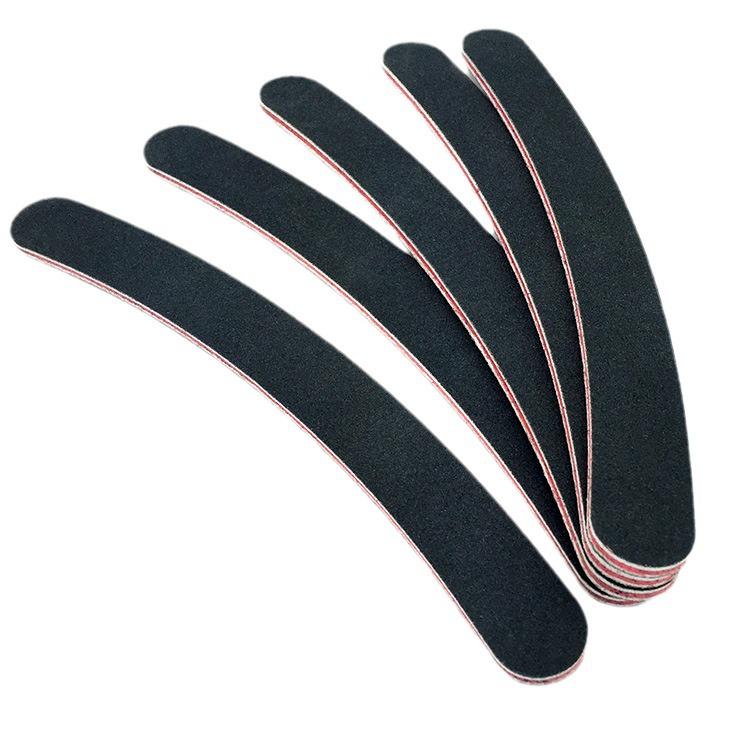 Curved Nail File Red Heart Rubber Board with Black Sandpaper - Wear-Resistant Banana Polishing Stick for Manicure Nail Art