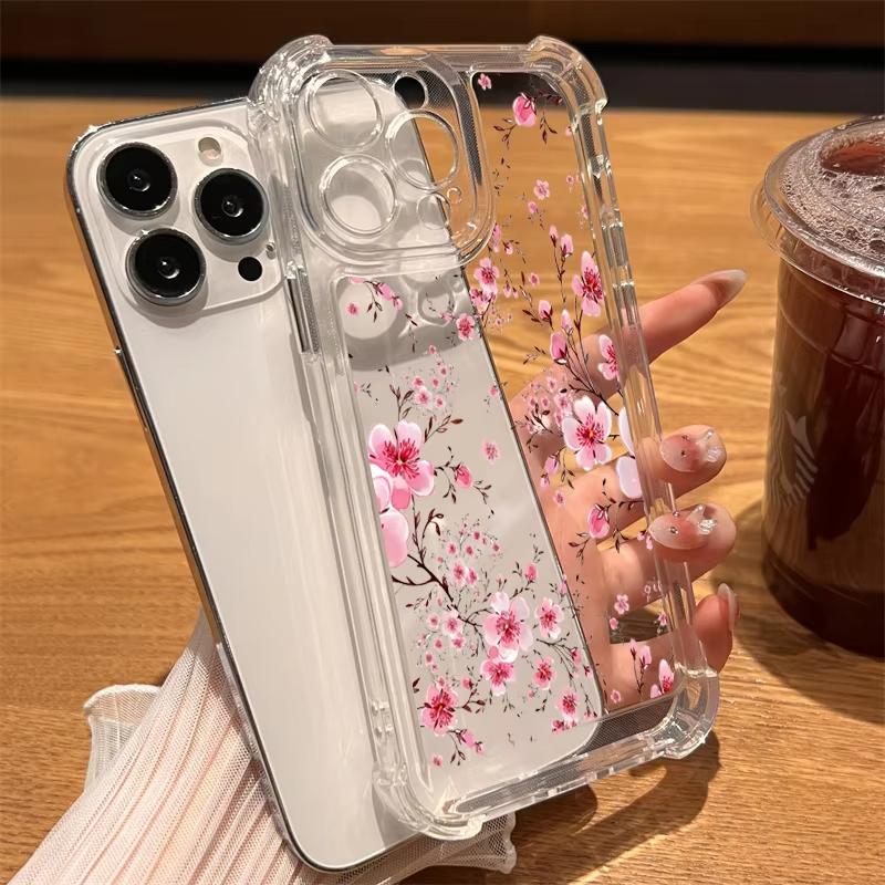 Cute Flowers Transparent Phone Case For iPhone 17 16 15 14 13 12 11 Pro Max 17 Air 14 15 Plus X XR XS Shockproof Silicone Cover