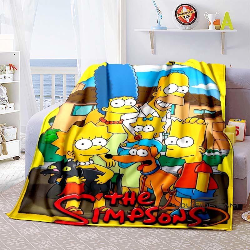 Kawaii Donut Pattern Blanket, The Simpsons Travel Flannel Blanket, Warm Blanket for Sofa Beds, Holiday Gift.