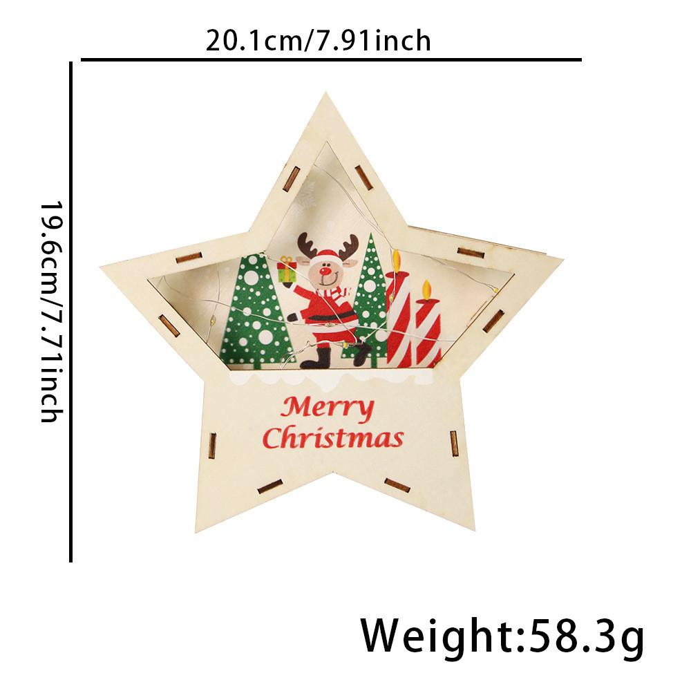 Festive Wooden Star Led Lighted Christmas Decoration For Kids With Charming Designs