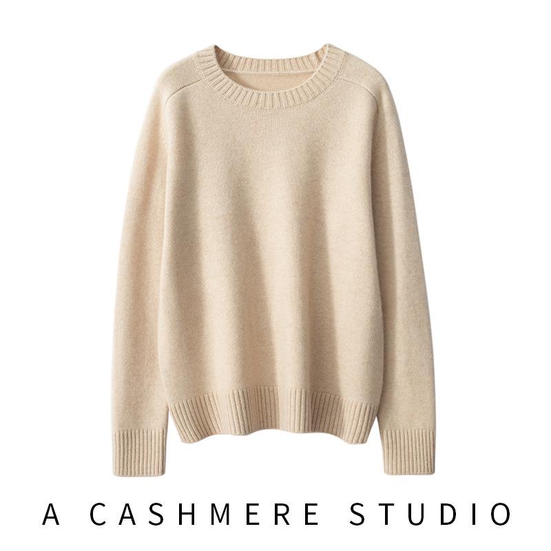2024 Autumn/Winter Women's Round Neck Saddle Shoulder Cashmere Loose Slimming Knit Sweater