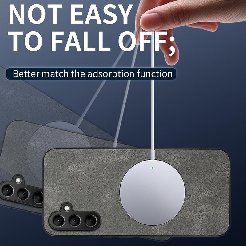 S24 Plus Luxury Cortex Leather Phone Case For Samsung Galaxy S24 Ultra Shockproof Silicone Soft Magnetic Protection Cover S24 FE