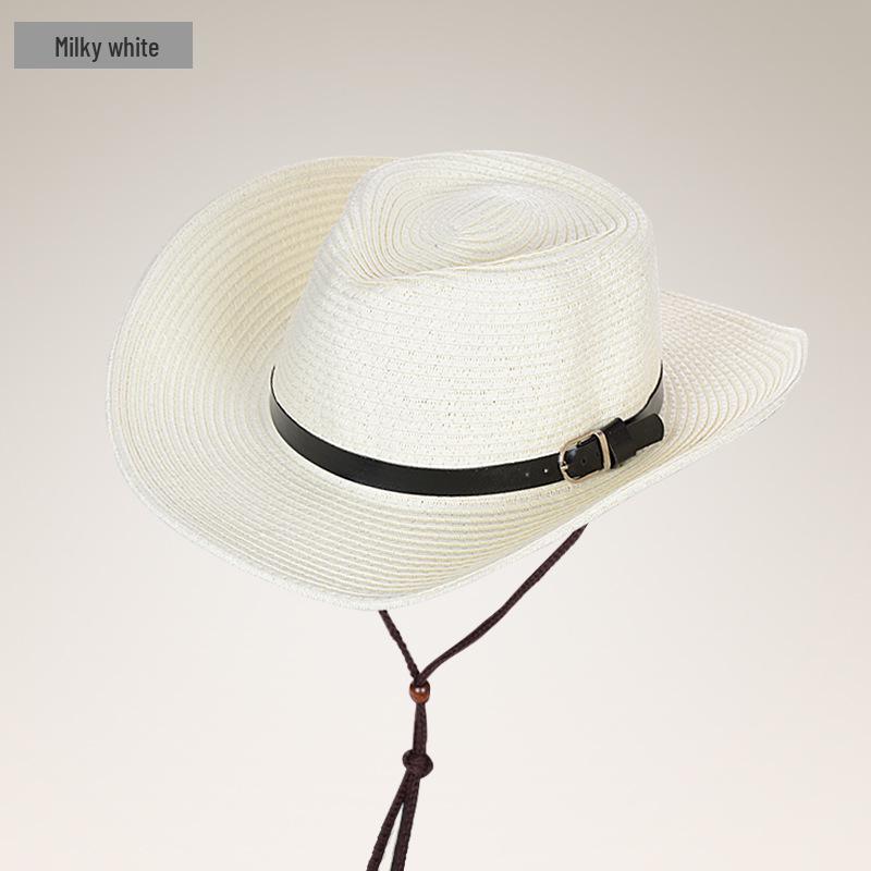 Men's Trendy Wide Brim Denim & Straw Foldable Sun Hat for Outdoor Travel