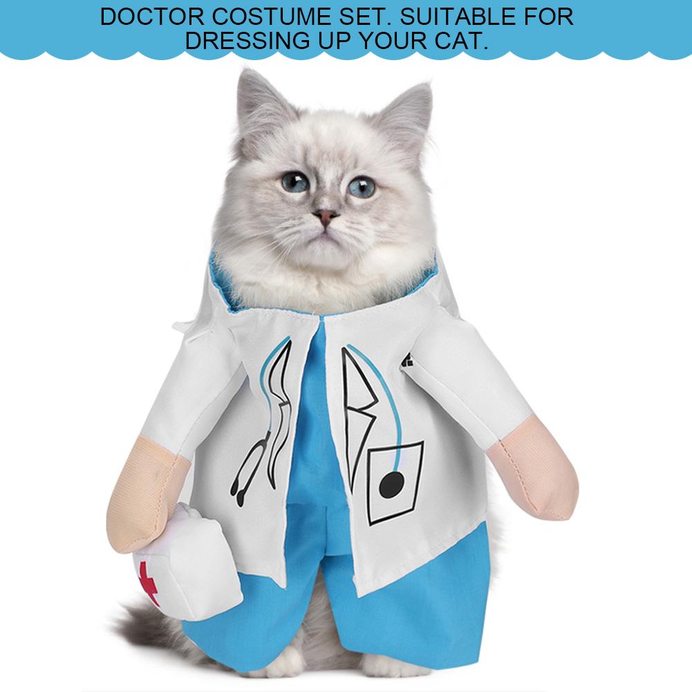 Mini Cute Funny Cat Clothes Doctor Suit Dressing Up Costume Clothing Pet Supplies(White Type 4)