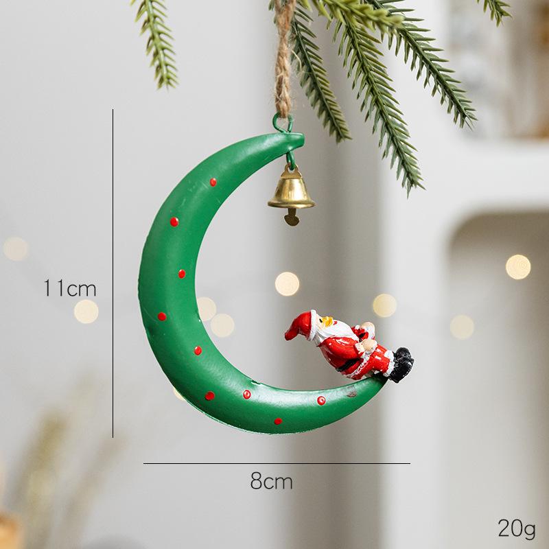 

Креативные Рождественские Украшения Железные Колокольчики Подвеска в Виде Луны Смола Санта Клаус Олень Снеговик Украшение для Рождественской Елки Новогоднее Украшение зелёный