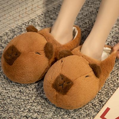 Pantofole Peluche Coppia Capibara Calde Inverno Velluto Casa Scarpe di Cotone Pantofole Cartone Animato Carine Pantofole da Camera con Suola Silenziosa in Tessuto
