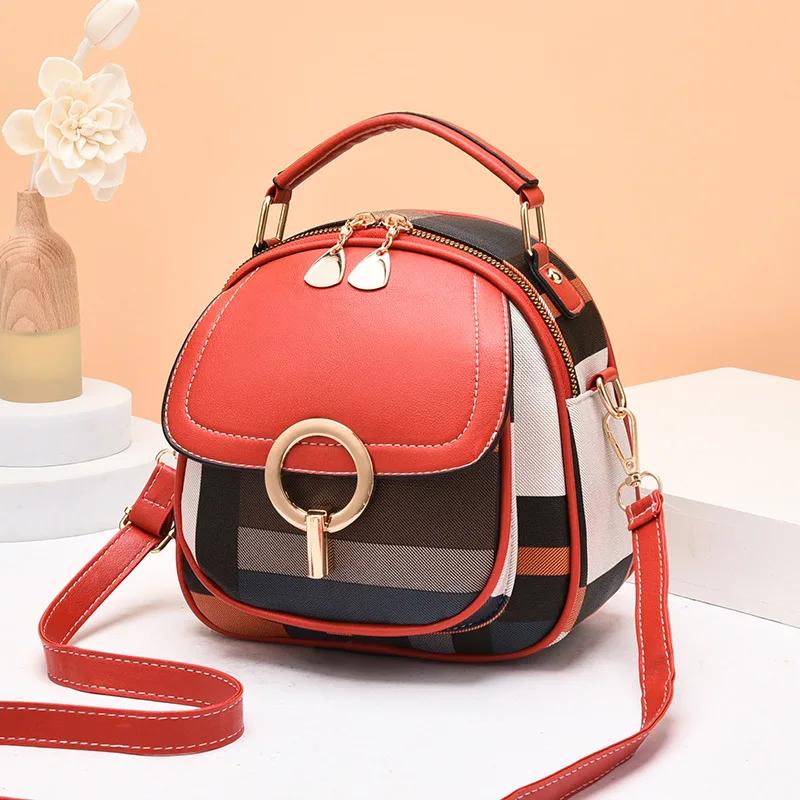 Women's Bag New One-shoulder Portable Double-shoulder Fashi Trend Plaid Backpack Luxury Handbags Women Bags Designer
