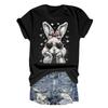 Women's Casual Printed T-Shirt Round Neck Pullover Short Sleeve Top