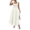 Women's Fashionable Color Square Neck Pullover, Fresh And Sweet Waist Cinched A-line Length Dress