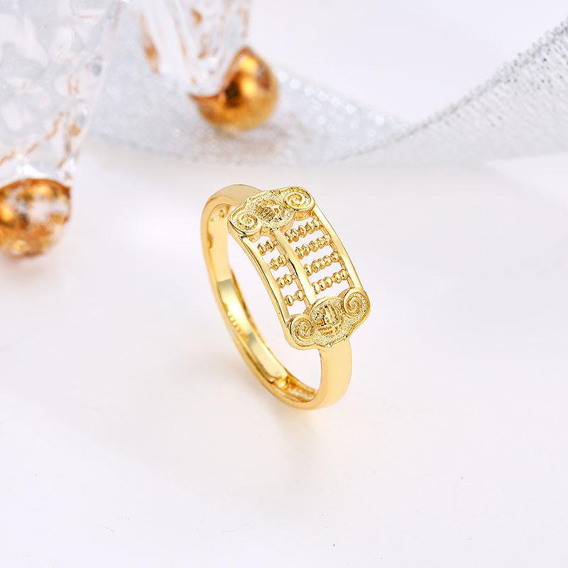 New Cold Wind Light Luxury Niche Exquisite Abacus Ruyi Retro Niche Design Index Finger Ring Women's Jewelry