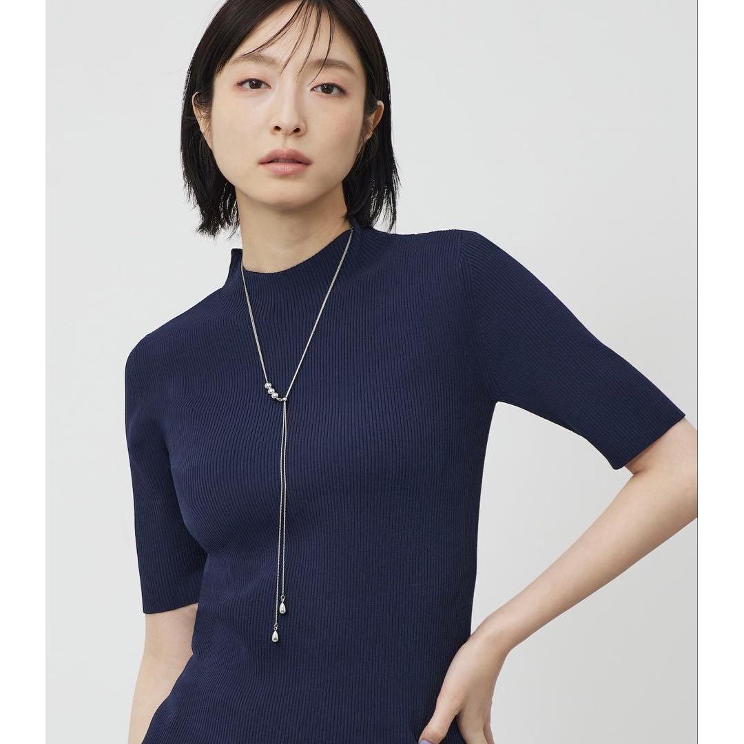 Plaste Cut Rayon Blend High Neck Rib Sweater