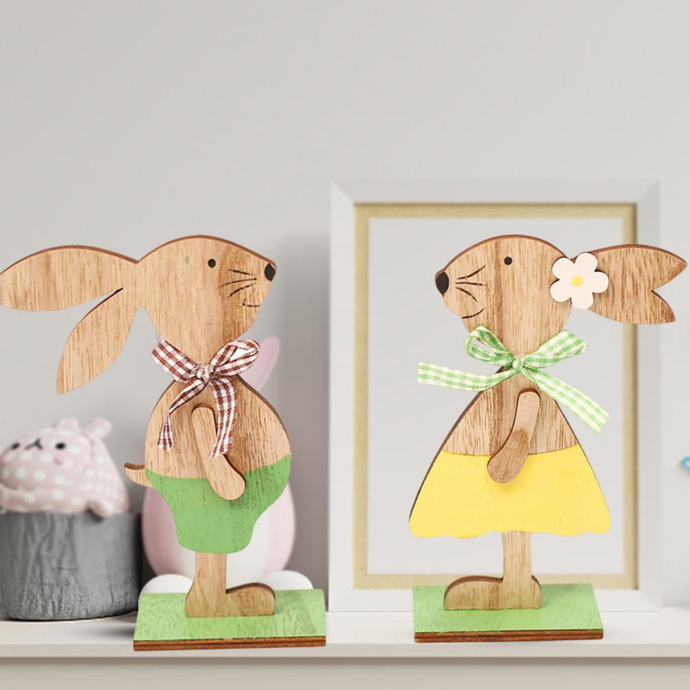 Velikonoční zajíci Dekorace Kreativní Velikonoční Králík Stolní Ozdoba Rok 2025 Dřevěný Králíček Dekor