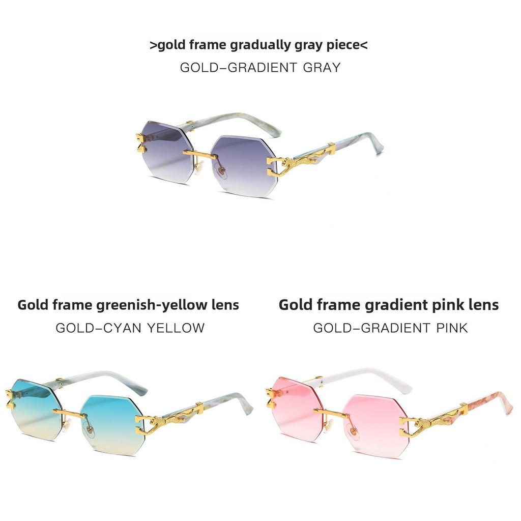 Leopard Motif Geometric Sunglasses With Uv400 Protection For Outdoor Fashion And Travel