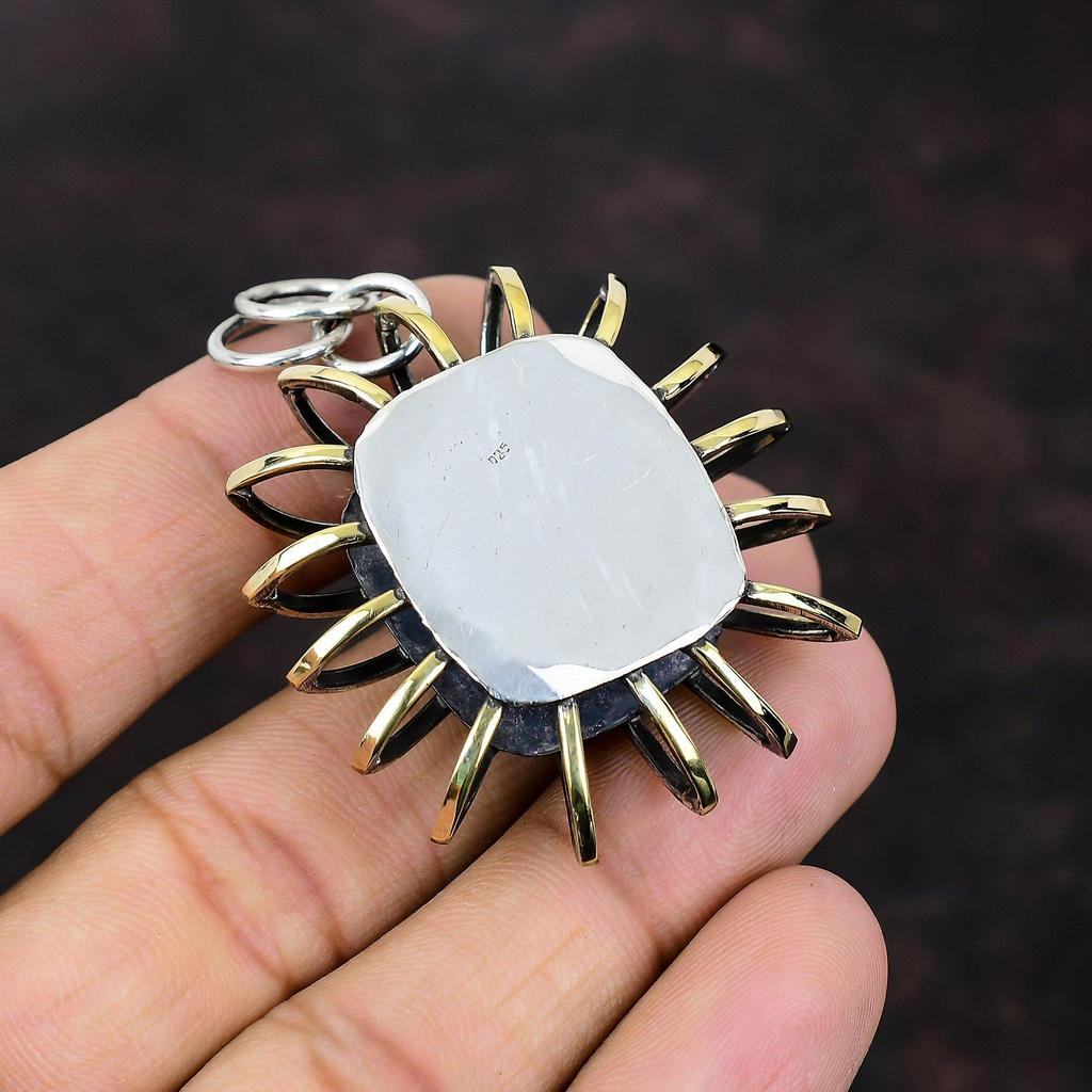 Stichtite Pendant 925 Sterling Silver Pendant Gemstone Handmade Jewelry 18K Gold Plated Pendant Cage Jewelry Gift For Bridal Stylish Pendant