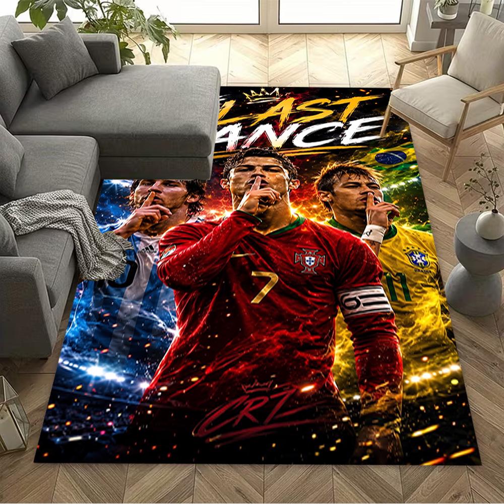 Powerful Football Legend Cr7 Area Rug Perfect for Entryway Kitchen Game Room Balcony Antislip Carpet Anime Office Decor