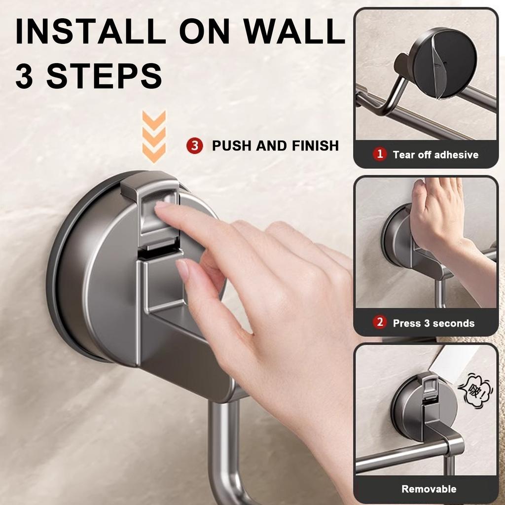 Suction Cup Bathroom Hand Towel Rack Holder Wall Mount No Drill 30/40/50cm Towel Bar Double Bar 2 Tier Apartment Space Saving