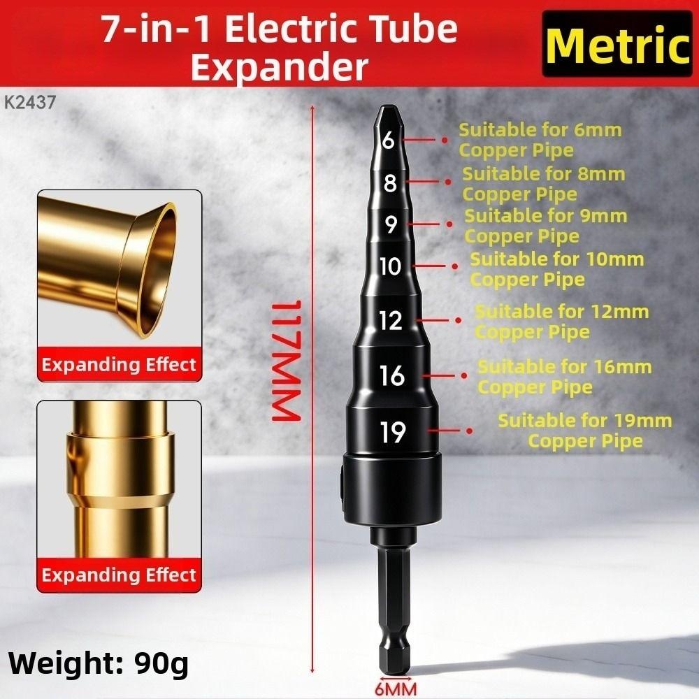 Hexagonal Shank Copper Pipe Expander 7 In 1 Tube Expanding Tool Tube Expander  Air Conditioner Metric
