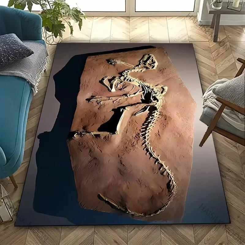 Dinosaur Fossil Theme Carpet Is Suitable for Children's Room Bedroom Living Room Office Durable Non-slip Large Area Mat Soft Rug