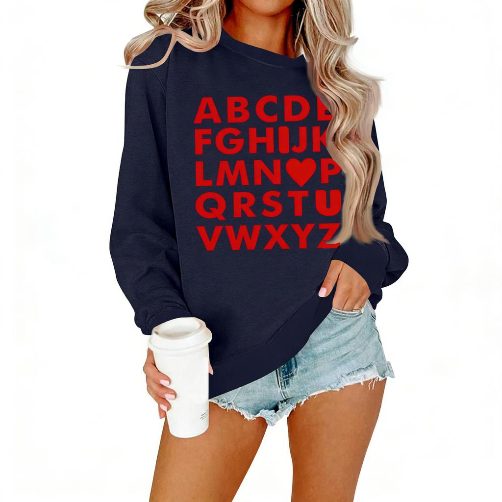 Ladies' Casual Women's Printed Round Neck Pullover Hoodie