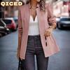 Women's Vintage Casual Solid Color Print Autumn Winter Long Sleeve POLO Neck Jackets & Coats