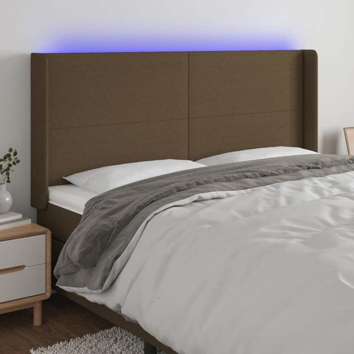 VidaXL LED Headboard Bedroom Furniture Double Bed Accessory Head of Bed Frame Interior Dark Brown 3123785