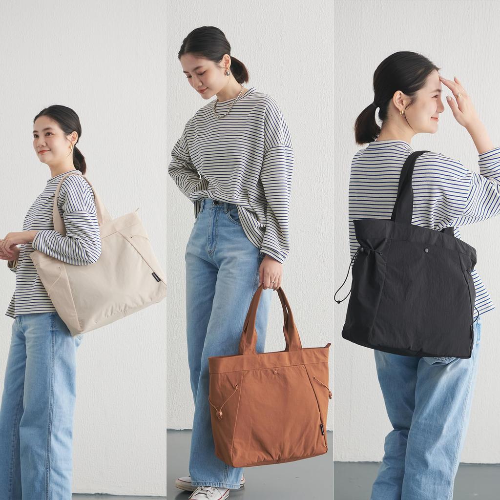 ROSE NOIRE 2-Way Tote Bag for Women, A4 Size, Large Capacity, Lightweight (350g), ShoulderHandbag, Nylon Handbag, Mother's Bag, Water-Repellent,