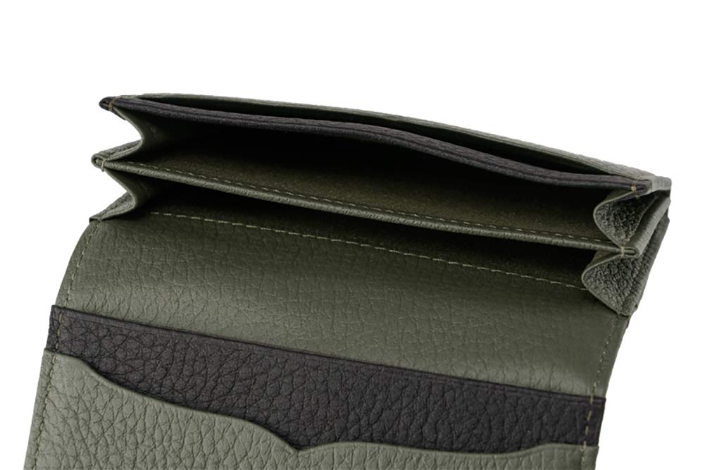 Finnish Elk Business Card Holder Sasamachi W Card Case Leather Day Gift Present Birthday Boyfriend Khaki x Black 6874 [Cypris] Father's Men's