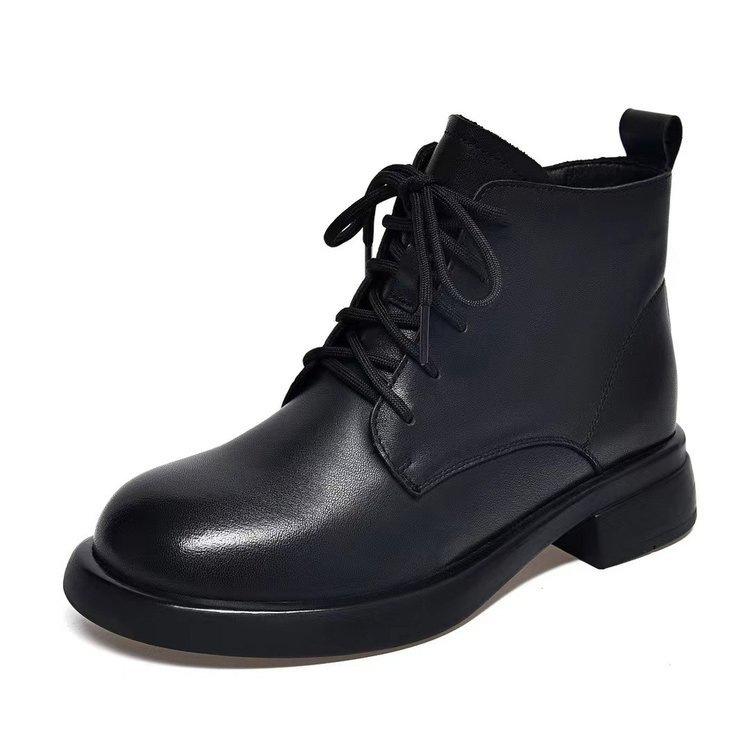 Women's Shoes British Style Retro Martin Boots Women's 2025 Autumn and Winter New Velvet Warm Side Zipper Casual Short Boots