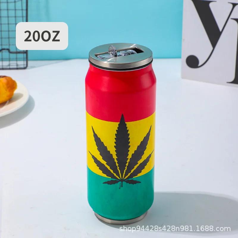 1 pc 500ML Thermos with Straw 304 Stainless Steel Beer Bottle Cola Can Termos Para Cafe Beer Cold Keeper Home Kitchen Drinkware