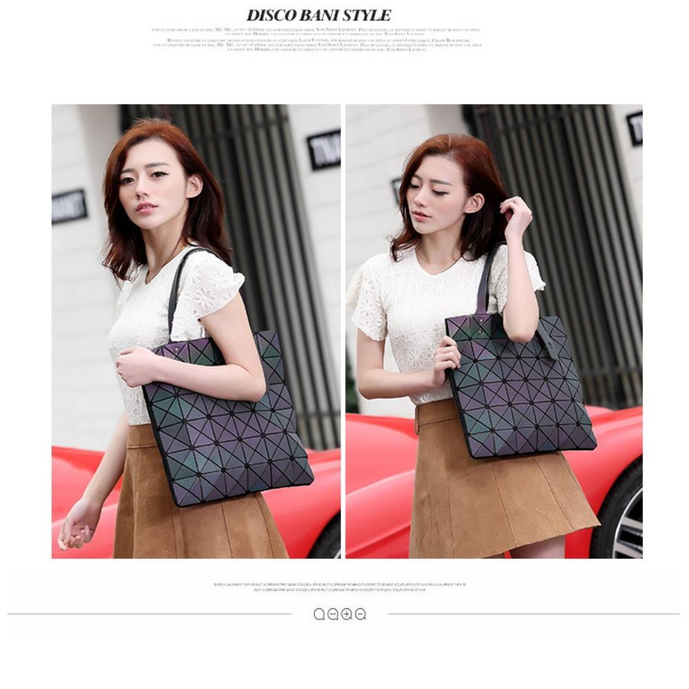 New Luminous Deformed Women's Bag Geometric Laser Rhombus Handbag Variable Folding Shoulder Bag