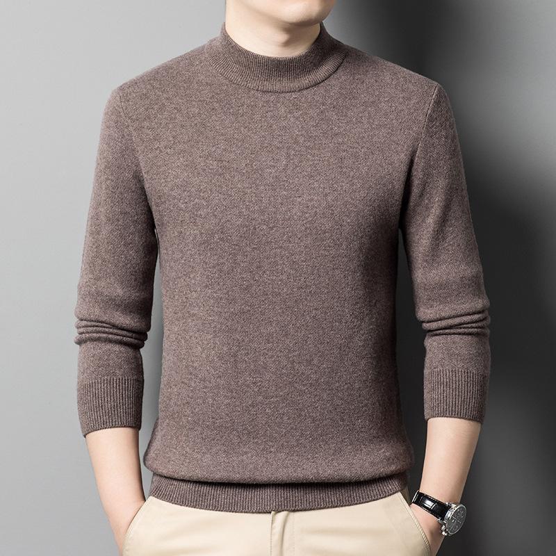 Thickened Men's High-end Casual Semi-turtleneck Dad Bottom Sweater