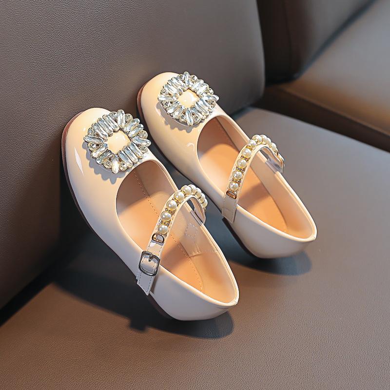 2026 spring baby girl small leather shoes soft sole girl rhinestone children's single shoes