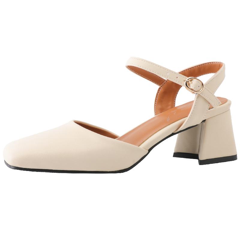 

Элегантные босоножки на среднем каблуке, летняя обувь 2024 года, большой размер 46, закрытый носок, розовые, телесного цвета, женские туфли на каблуке с ремешком для вечеринки и свадьбы, женская обувь 38 бежевый