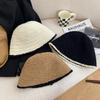 Black Plush Bucket Hat Women's New Autumn and Winter Small Fragrance Show Face Small Plain Knitted Bucket Confinement Hat